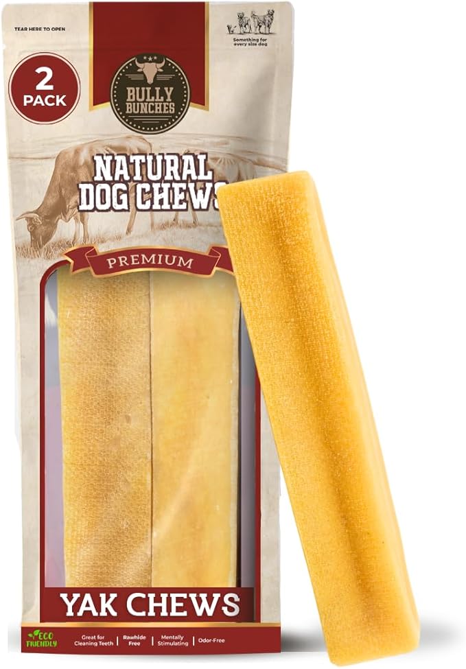 Bully Bunches Medium Authentic Yak Cheese Himalayan Chews for Medium & Small Dogs - All Natural Dog Treat Dental Chews, Made with Real Yak Milk - Lactose & Rawhide Free (2 Pk)