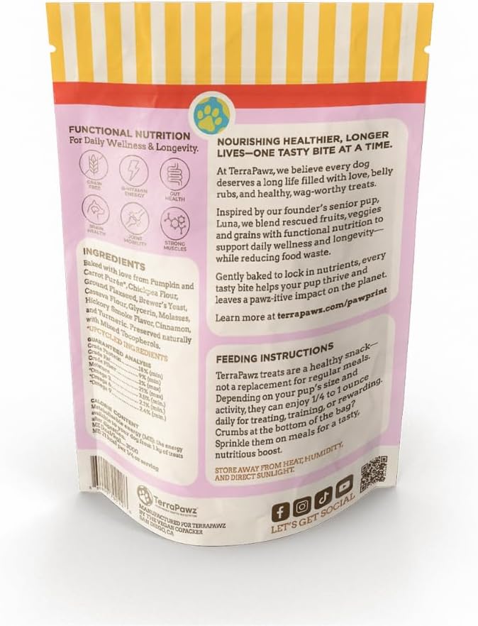 TerraPawz Vegan Dog Training Treats – Bacon Flavor, Plant-Based & Grain-Free Treats with Turmeric, Cinnamon & Omegas for Joint & Digestive Support, for All Dog Sizes Including Large Breeds (8 oz)