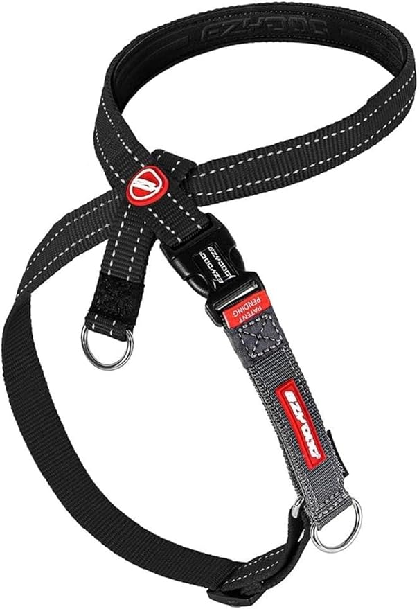 EzyDog Crosscheck No Pull Dog Training Harness – 2-in-1 Escape Proof Reflective Dog Harness for Easy Controlled Walks (L, Black)