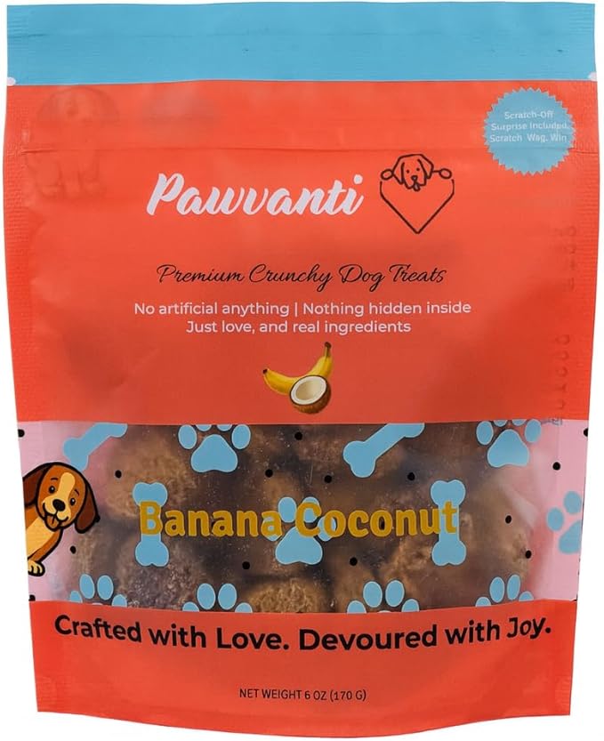 Banana Coconut Crunchy Dog Treats, All Natural Biscuits, Limited Ingredients, No Fillers, No by-Products, 6oz