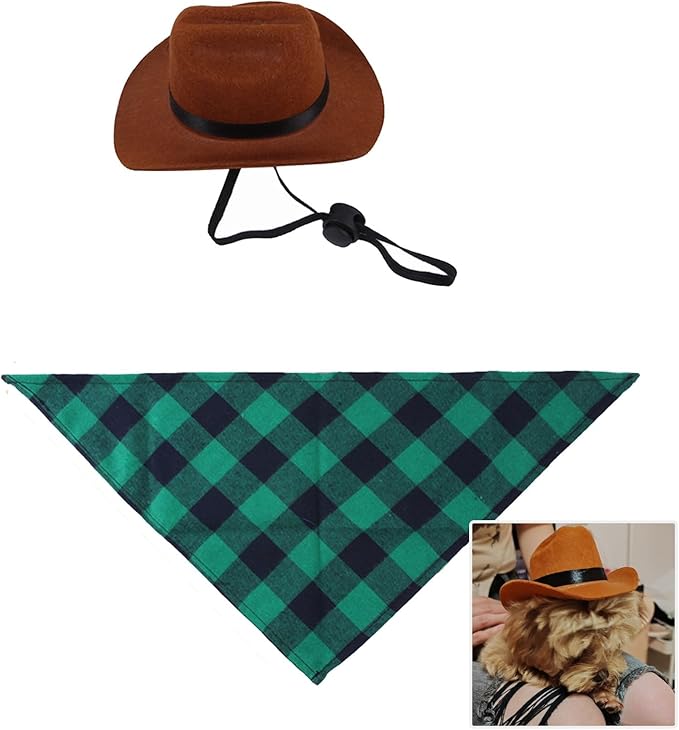 Halloween Costumes for Dogs Cat, Pet Cowboy Costumes Cosplay Hat,Retro Triangle Scarf Dog Hat,Sun Visor Outdoor Hat,Party Hat for Small Medium Dogs