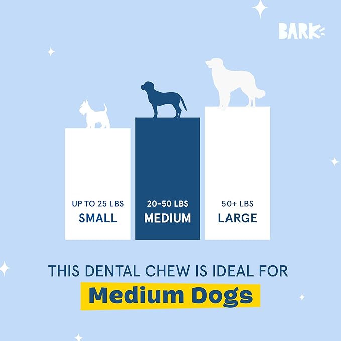 Barkbox Bright Original Dog Dental Chew Sticks Plaque and Tartar Cleaning, Medium Breeds (30 Chews)