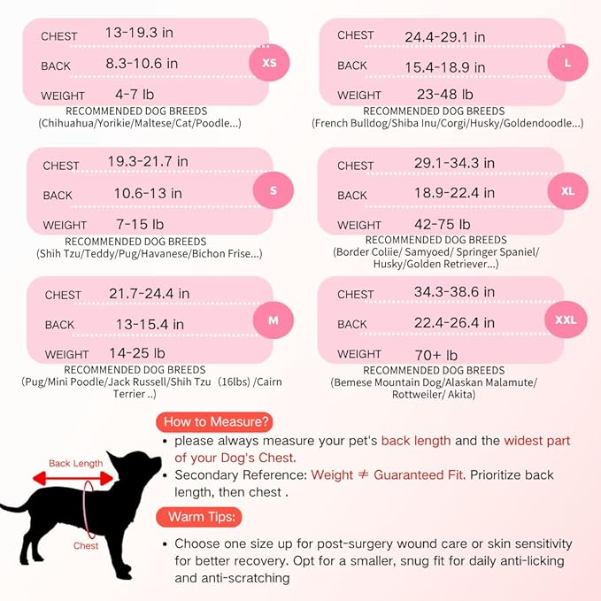 Dog Surgery Recovery Suit, E-Collar & Cone Alternative, Surgical Onesie for Dogs Cat Female Male After Spayed, Soft Body Suits Post Spay Neuter, Small Pet Anti Licking Abdominal Wounds Onesies,Onsie S