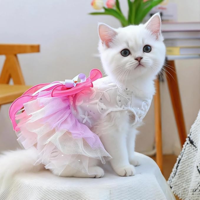 ANIAC Fancy Small Dog Dress, Bow Knot Girl Puppy Clothes, Cat Princess Dress, Spring Dog Clothes Female, Formal Pet Pary Outfit for Wedding Birthday Valentines (Red Bow, Small)