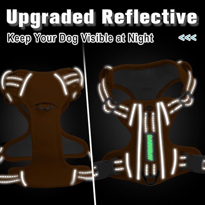 BARKBAY Dog Harness No Pull Oxford with ID Tag Pocket - Heavy Duty, Reflective, Easy Control for Large Dogs(Pumpkin Oxford,XS)