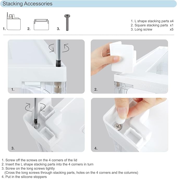 Niteangel Stacker Hamster Cage Accessories - Stacker Cage Wheels or Stacking Holders or Replacement Glass Board for Hamster Gerbil Mice Degu Or Other Small-Sized Pet