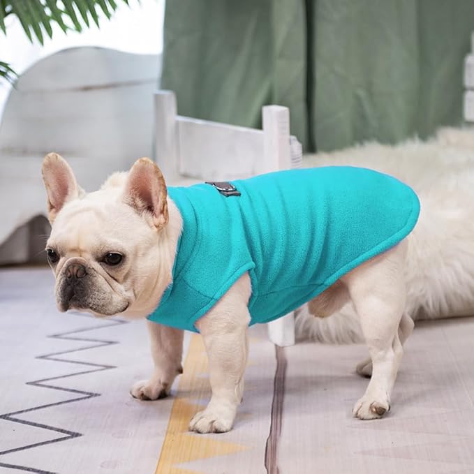 BEAUTYZOO Dog Fleece Vest Sweater Winter Jacket for Small and Medium Dogs with D-Ring Leash Cold Weather Coat Hoodie for XS S M Dogs Boy or Girls, Blue L