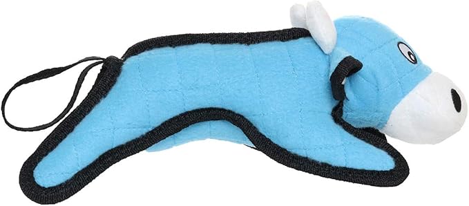 TUFFY - World's Tuffest Soft Dog Toy -Barnyard- Multiple Layers. Made Durable, Strong & Tough. Interactive Play (Tug, Toss & Fetch). Machine Washable & Floats. (Cow, Jr 2 Pack)