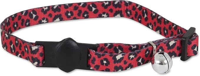Petmate Breakaway Fashion Collar; 3/8' x 8-12'; Sub Leopard Red