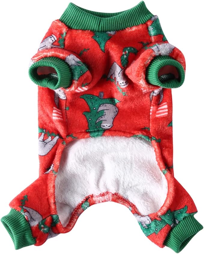 XIAOYU Christmas Dog Pajamas Soft Warm Pet Clothes Cat Apparel Winter Holiday Costumes for Small Dog Cat, Sloth, XL