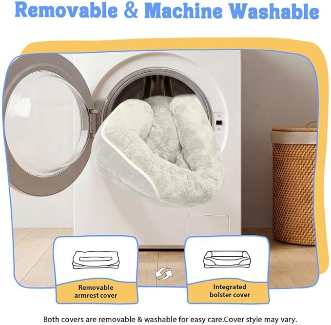 Orthopedic Washable Large Dog Bed - Egg Foam Dog Bed for Large and Medium Dogs Big Pet Beds with Removable Washable Cover and Bolster Non-Slip Bottom