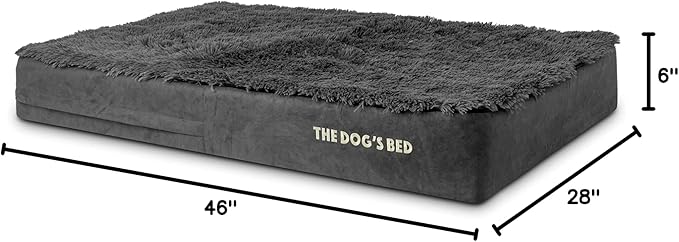 The Dog’s Bed Orthopedic Memory Foam Dog Bed for XL Dogs, Waterproof Washable Cover, Anti-Slip Base, Calming Surface – CertiPUR-Certified Foam, Grey Fur, 6 Inch Thick