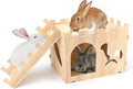 BWOGUE Extra Large Wooden Rabbit Castle Bunny House and Hideouts Detachable Small Animal Play Hideaway Hut for Indoor Adult Rabbit Guinea Pig Chinchilla Habitat