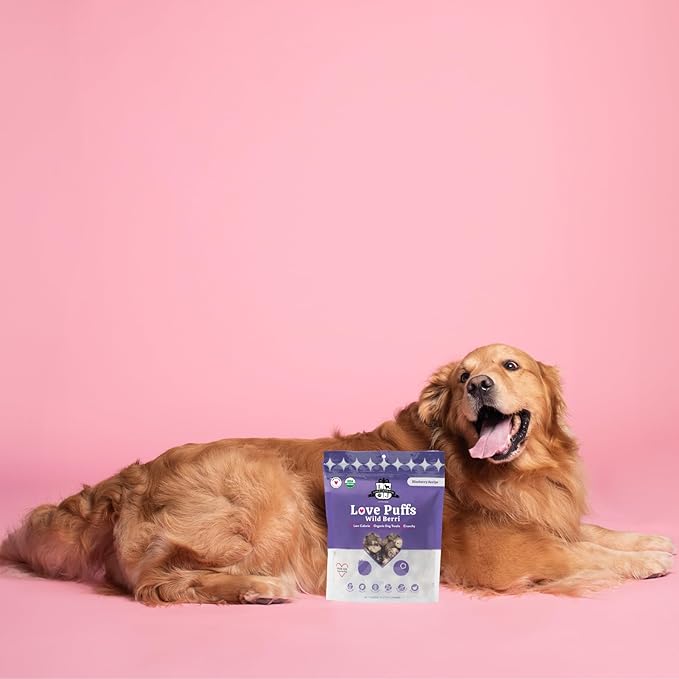 Lord Jameson Wild Berri | Light & Crunchy Love Puffs Collection | Organic Dog Treats, Blueberry Recipe, Gluten-Free, Preservative-Free, USDA Certified Organic. Made in USA