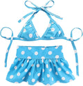 Junchl Small Dog Bikini,Summer Pet Swimsuit Puppy Bathing Dress Beach Clothes, Hawaiian Party Pet Costume Outfit for Puppy Cat Kitten Blue Polka Dots M