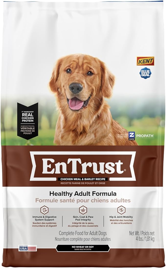 ENTRUST Adult Dog Food | Real Chicken & Barley | Enriched with Super Foods, Antioxidants and Probiotics | No Wheat or Soy | 6 Pound Bag