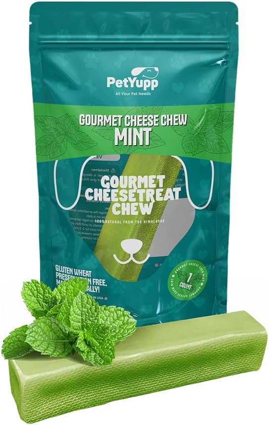 1 Large Mint Yak Cheese Himalayan Dog Chews - Rich Protein & Low Fat Mint Yak Chews for Dogs - Gluten-Free & Lactose-Free Treats for Small, Medium & Large Dogs
