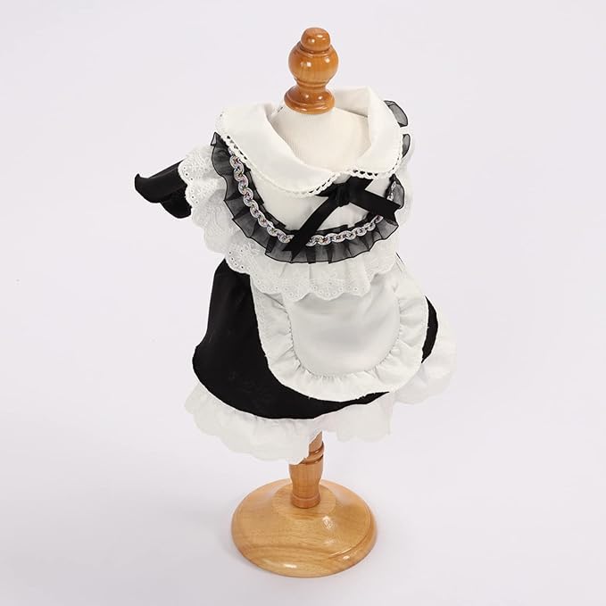 Pet Maid Outfit Cat Princess Dresses Adorable Costume with Headwear for Cats Dogs Birthday Party Black XL
