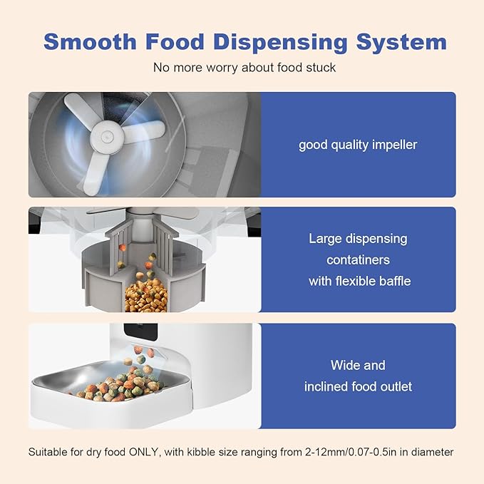 2.4G/5G Automatic Cat Feeder, 4L WiFi Food Dispenser with 10s Voice Recorder, Pet Feeder up to 10 Meals per Day, Timed Cat Feeder with Dry Food Sealed Ring (Matte White, 4.0 L)