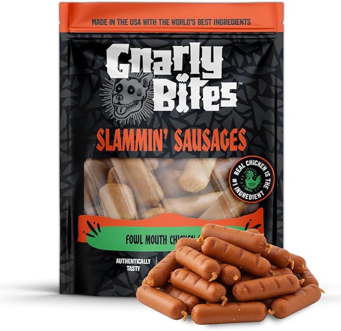 Slammin Sausage Dog Treats, Soft and Chewy High Protein Healthy Snack for Puppies and Adult Dogs, Made with Real Chicken, Grain Free, Natural Ingredients, 14 oz