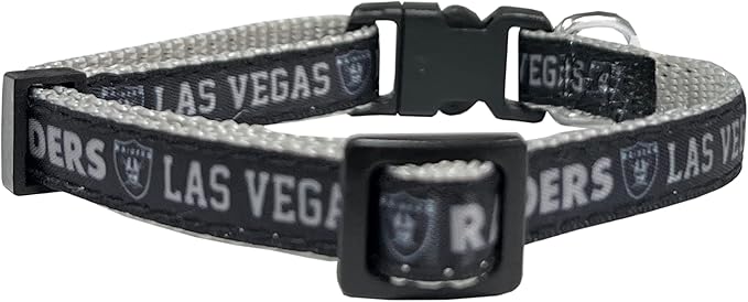 NFL CAT Collar Las Vegas Raiders Satin Cat Collar Football Team Collar for Dogs & Cats. A Shiny & Colorful Cat Collar with Ringing Bell Pendant