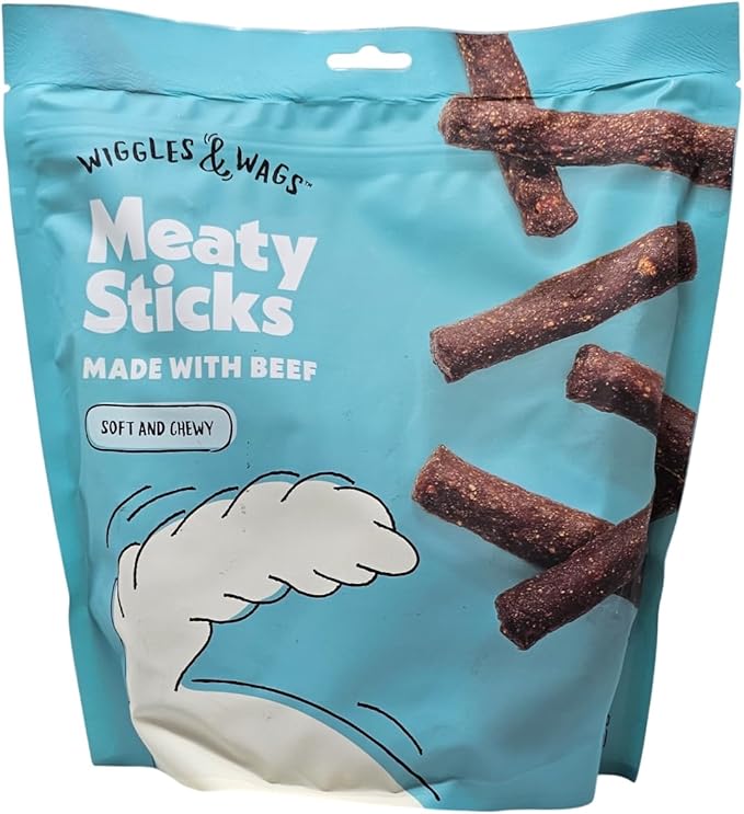Wiggles & Wags Beef Meaty Sticks Dog Treats, 1 Pound Bag