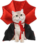 Qiansail Cat Cape Vampire Cloak Halloween Dog Costume Pet Cosplay Apparel Outfit Decor Accessories for Puppy Kitten (Black&Red)