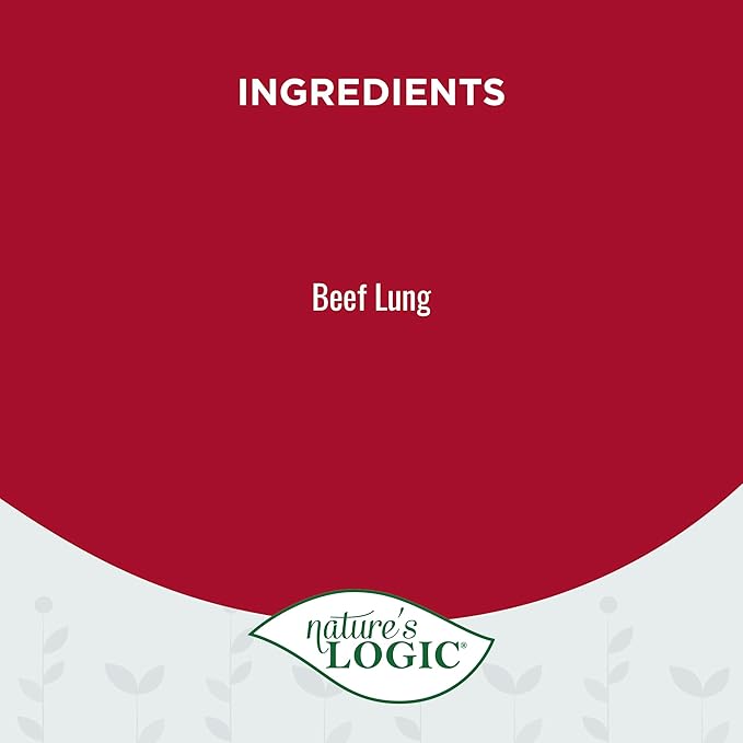 Nature's Logic Beef Lung Dog & Cat Treats - 100% Natural - Single-Ingredient High Protein - No Additives - Dental Care Treat for Dogs & Cats - Grain-Free - Beef Lung Treat, 3.5oz