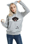 Women Pet Carrier Sweatshirt Puppy Kitten Holding Hoodies Long Sleeve Pouch Tops