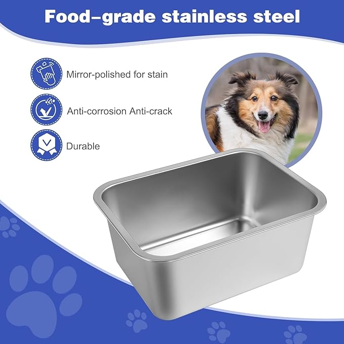 4 Gallons Extra Large Dog Water Bowl, Stainless Steel Metal Dog Bowls,Extra Large Capacity Pet Food Bowl Water Dish for Indoor and Outdoor Universal for Medium to Giant Dogs