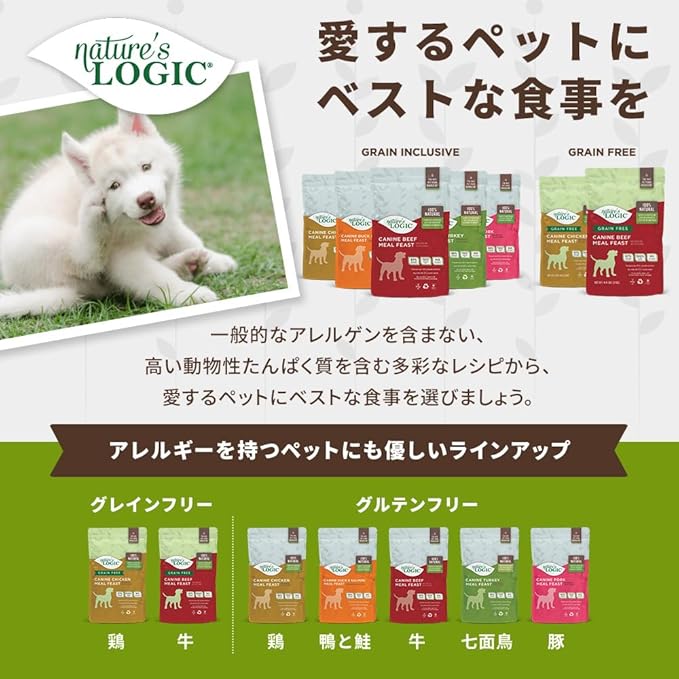 Nature's Logic Grain-Free Dry Dog Food - All-Natural, High Protein, No Synthetic Vitamins/Minerals - Gluten Free - Supports Healthy Digestion - All Breeds & Ages - Chicken Meal Feast, 4.4lbs