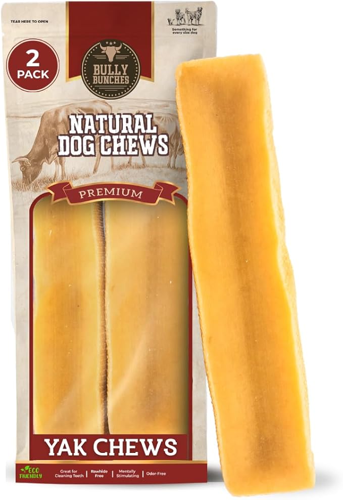 Bully Bunches Mega Authentic Yak Cheese Himalayan Chews for Giant Dogs & Super Aggressive Chewers - All Natural Dog Treat Dental Chews, Made with Real Yak Milk - Lactose & Rawhide Free (2 PK)