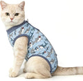 BEAUTYZOO 2 Pack Cat Recovery Suit, Cat Onesie for Cats After Surgery Female Male, Kitten Spay Neuter Surgical Recovery Body Suit Cone of Shame Alternative, Anti Lick Pet Anxiety Vest,Shark,M
