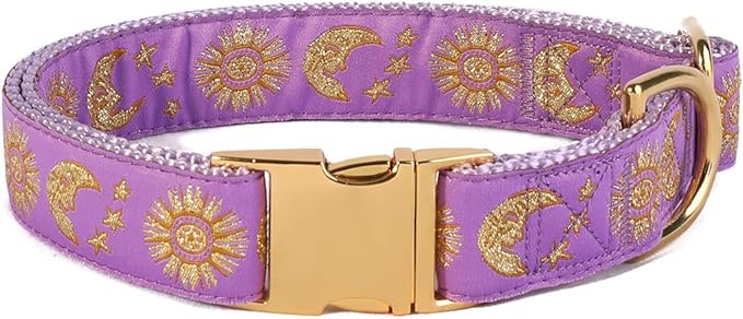 waaag Pet, Moons Stars Suns Dog Collar Cat Collar, Multiple Designs Crescent Celestial Dog Cat Collar Leash Harness Medium (Pack of 1)