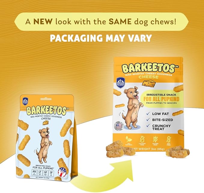 Barkeetos Dog Treats, Crunchy and Cheesy Pet Snacks Made with Real Himalayan Cheese, Gluten Free, Grain Free, Lactose Free, Natural Dog Food for All Breeds and Sizes