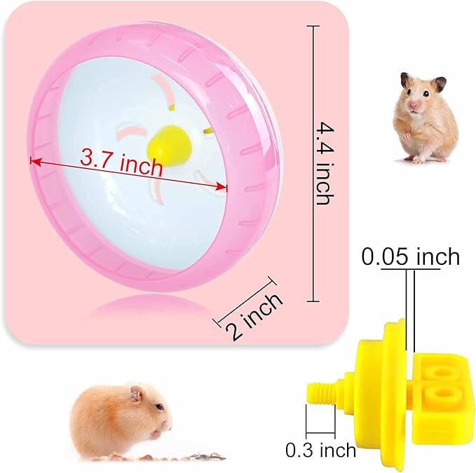 WishLotus Hamster Running Wheel, Silent Jogging Exercise Toy Hamsters Cage Accessory for Drawf Hamster Golden Silk Shih Tzu Bear (Pink)