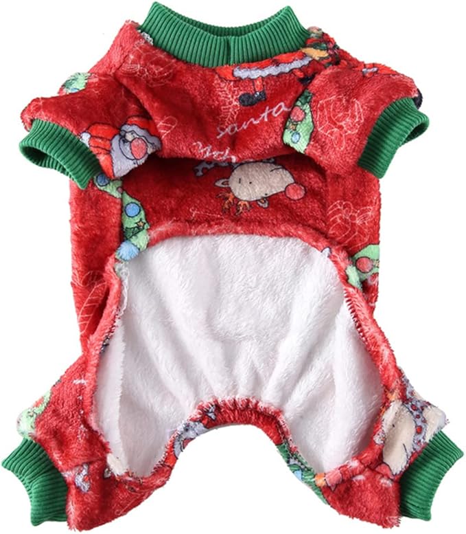 XIAOYU Christmas Dog Pajamas Soft Warm Pet Clothes Cat Apparel Winter Holiday Costumes for Small Dog Cat, Christmas Circle, S