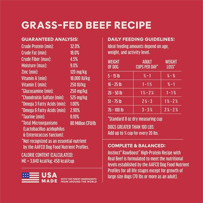 Instinct RawBoost, Natural Dry Dog Food with FreshDried Raw, High Protein, Grain-Free Recipe - Real Beef, 20 lb. Bag