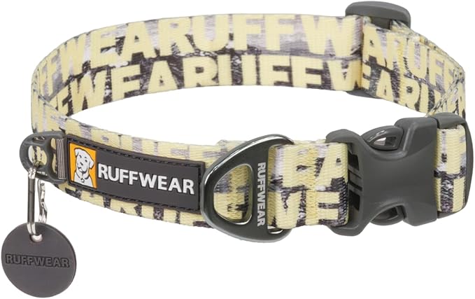 Ruffwear, Front Range Dog Collar, Adjustable Tubelok Webbing, Lightweight, Side Release Buckle, Aluminum V-Ring, Durable for Everyday Use, Mountains Logo, 20"-26"