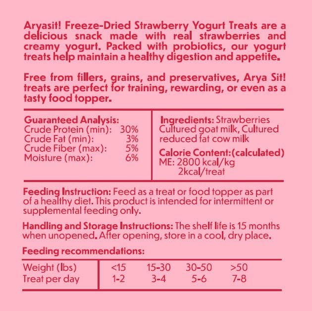 Freeze-Dried Single Ingredient Dog Treats (Strawberry Yogurt with Goat Milk)