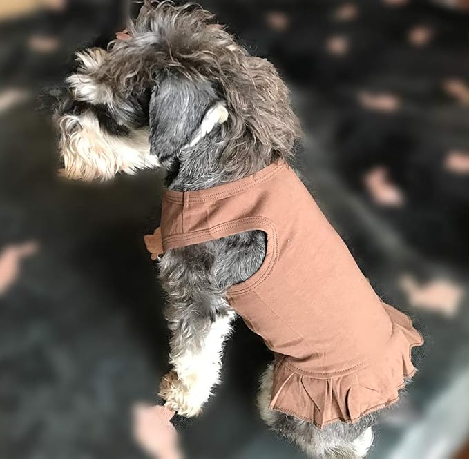 Pet Clothes Small Dog Clothing Blank Color Sport Dress T-Shirts Tee Dresses Tanks Top for Small Size Female Dogs Summer Spring Pet Costumes 100% Cotton (XL, Coffee)