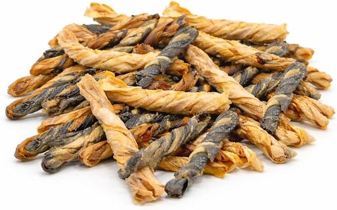 TAIL & TONIC Salmon Skin Dog Treats - Single Ingredient, Air-Dried Chewy Fish Skins, High Protein, Omega-3 Rich Dental Chews (Salmon Skin Twist)