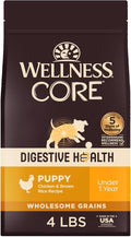 Wellness CORE Digestive Health Puppy Dry Dog Food, Wholesome Grains, Natural, Recipe for Dogs with Sensitive Stomachs, Recipe, (4-Pound Bag)