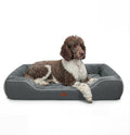 Orthopedic Dog Bed for Large Dogs,Cooling Gel & Egg Crate Foam,Waterproof Removable Washable Cover,Bolster Couch Bed for Big Breed Senior Pets,Dark Grey, 42.0"X30.0"X9.0"