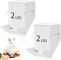 Maxcheck 2 Pcs Rabbit Feeder for Cages Small Animal Food Pellet Dispenser with Lid Metal Chicken Grit Oyster Shell Squirrel Feeders Outside(4.7 Inches,Mesh Bottom,White)