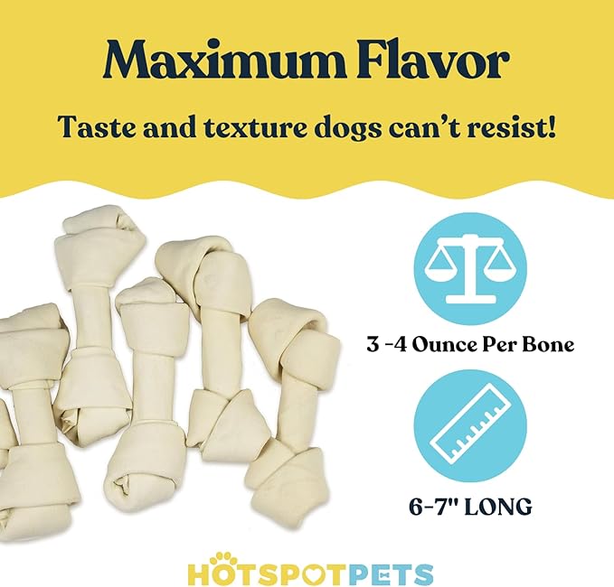 hotspot pets 20 Pack - 7 Inch USDA Certified Rawhide Dog Chews - from Grass Fed Brazilian Cows - Promotes Tooth Health and Good Behavior (20 Pack)