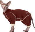 ROZKITCH Sphynx Cat Clothes for Cats Only, Prevents Licking Wounds After Surgery, Lightweight Cat Hair Sticky Shirt Prevent Hair Loss Shedding, Soft Pajamas Brown XS