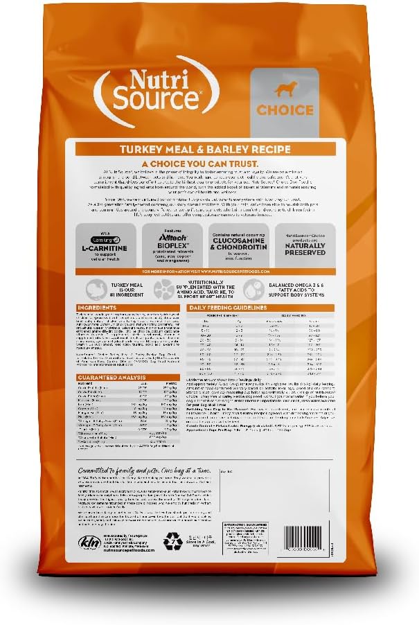 NutriSource Choice Dry Dog Food, Turkey Meal & Barley Recipe, 40 lb.