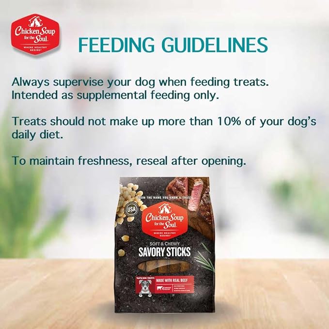 Chicken Soup for The Soul All Natural Premium Savory Sticks Soft & Chewy Dog Treats, Real Beef First Ingredient, No by-Products, Artificial Colors, Flavors or Preservatives, Beef, 32oz