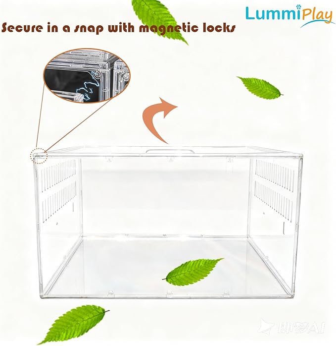 Large Clear Hamster Cage, 23.6 x 13.8 x 12.2 Inches, Transparent Pet Habitat with Ventilation and openable Top Cover, cage only